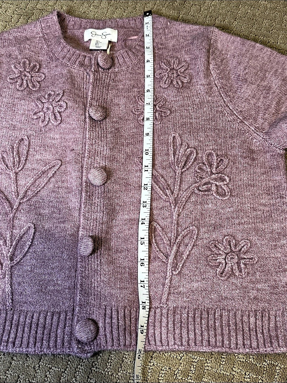 Jessica Simpson Floral Embroidered Cardigan in Pink/Purple Large Like New